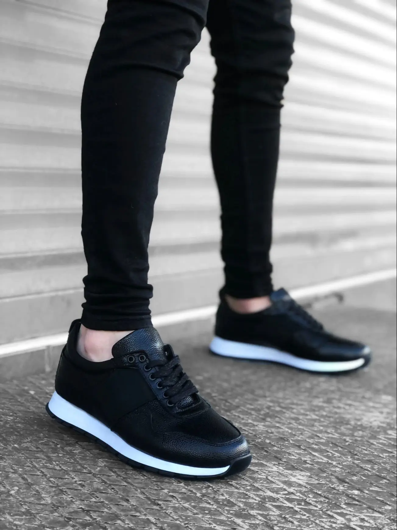 

193 Mens Sneakers Inside Outside Genuine Leather Comfortable Sole Black Sneakers Casual Men Shoes spring autumn men's sneakers