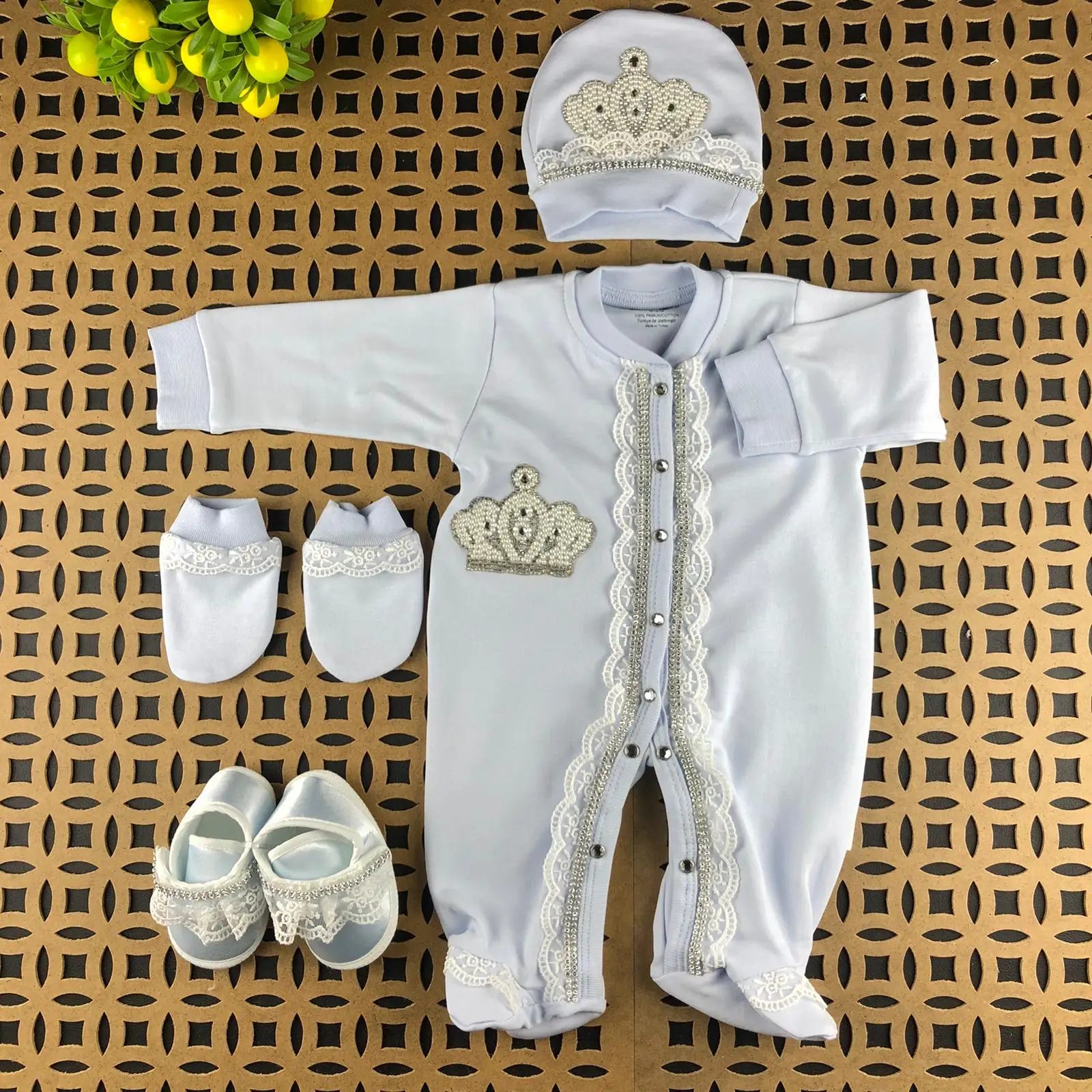 

Newborn Baby Clothes 4 Piece Boy Girl Long Sleeve Rompers Designer Jumpsuit Pajamas Set Luxury Bebe Gift %100 Cotton Fabric