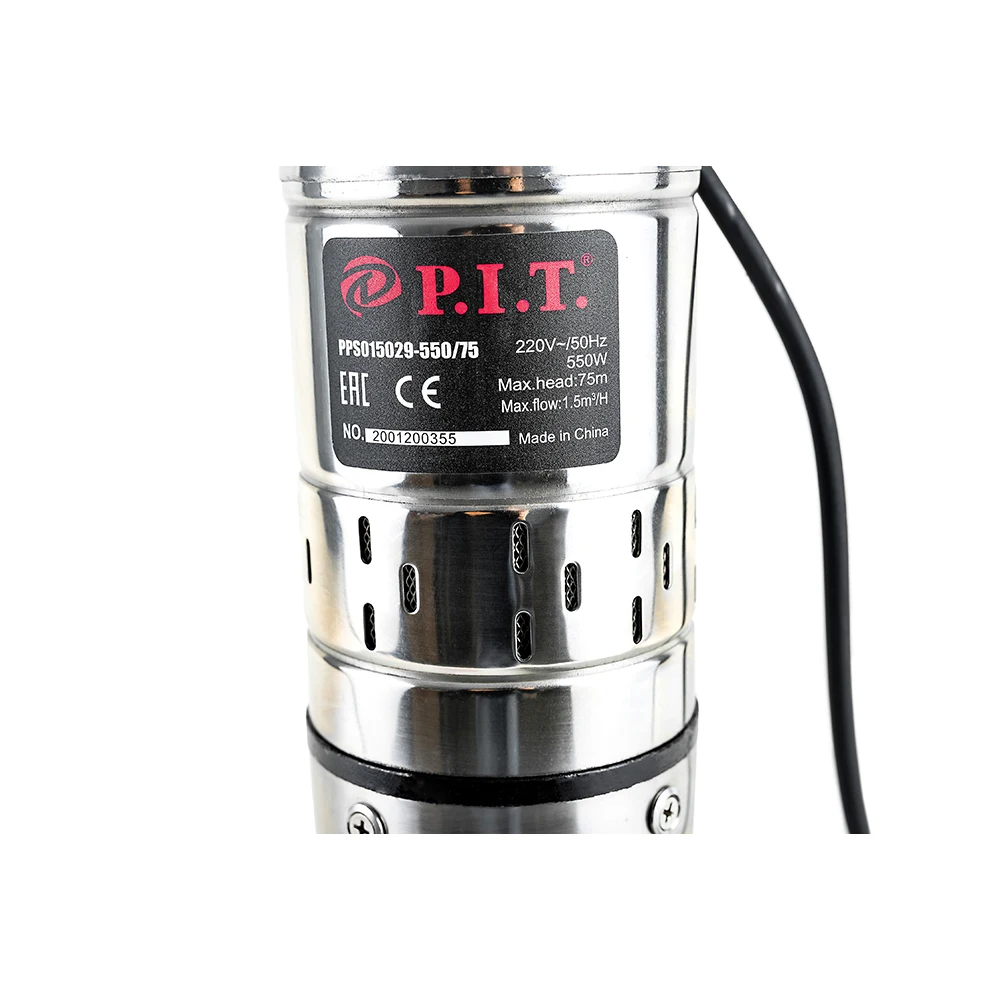 Насос погружной скважинный P.I.T. PPS015029-550/75 550Вт напор 75м 25 л/мин кабель 10м - купить по