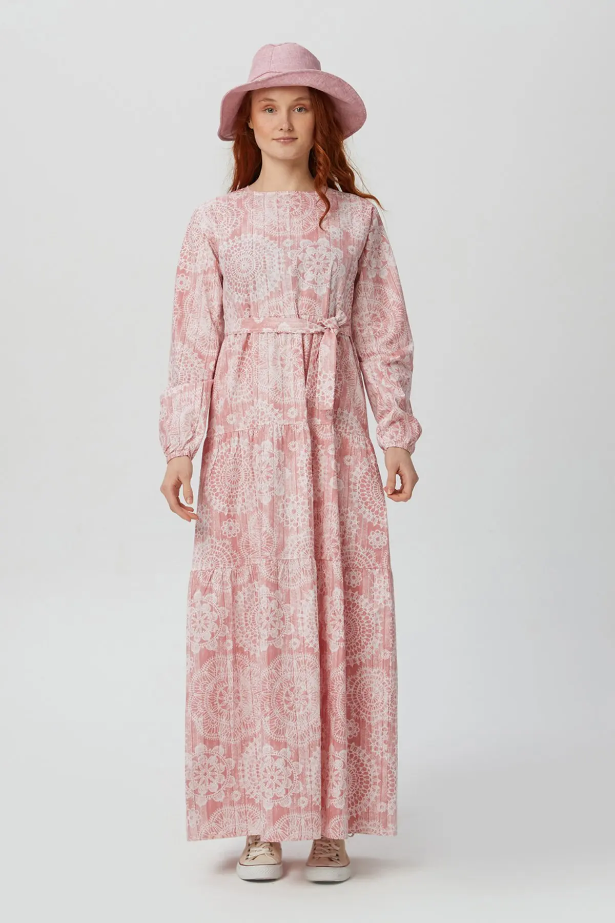 Embroidery Pattern Ruffle Long Belted Summer And Spring Dress New Fashion Muslim Clothing 2022 Women's Collections