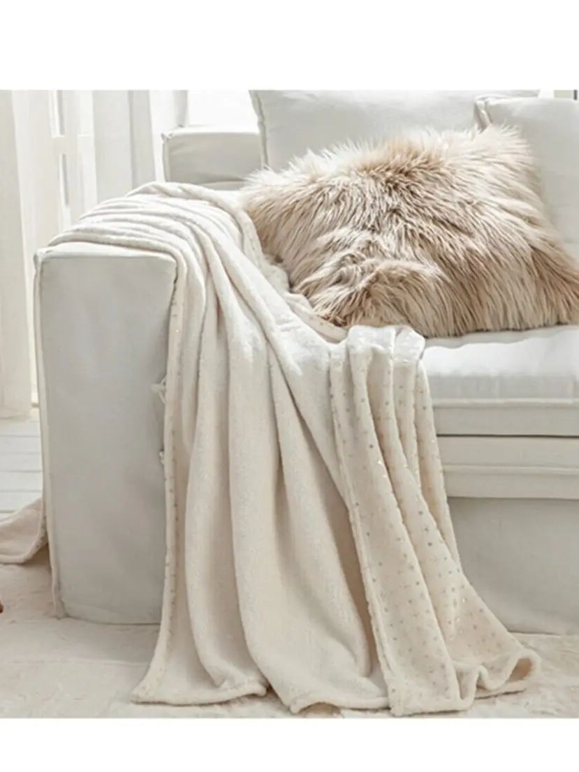 130 * 170 Luxury White Blanket 100% Polyester Blanket Foil Printed Comfort Quality Super Soft Single Tv Blanket Made In Turkey
