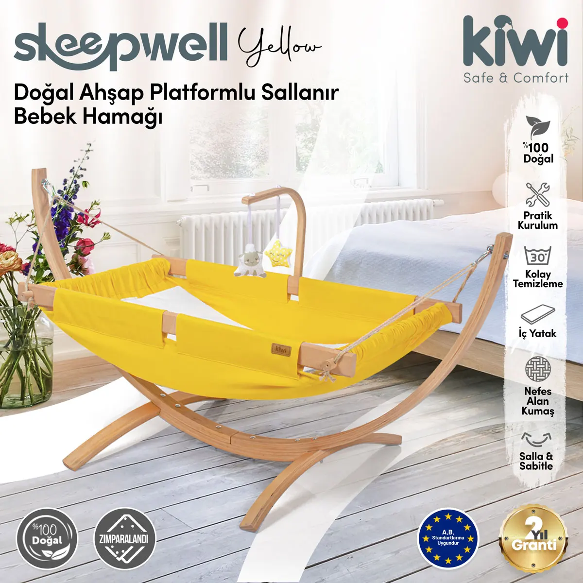 Детская кроватка-гамак натуральная древесина активация при качании практичная