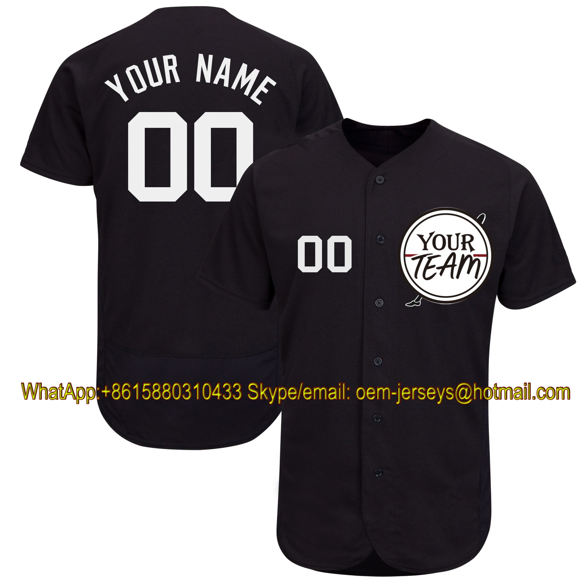 Черная бейсбольная футболка с вышитым логотипом вашей команды любой стиль