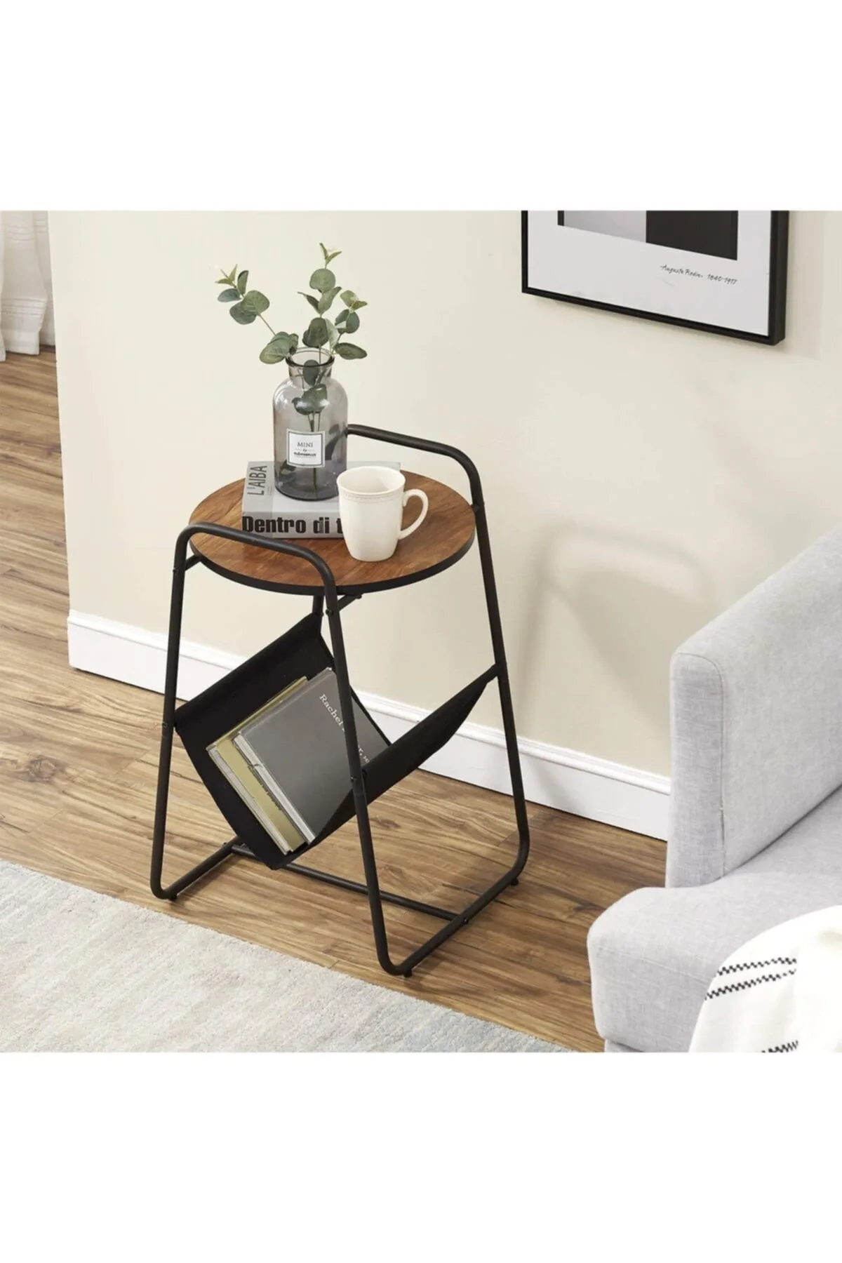 Подставка под журнальный столик с сумкой декоративный металлический кофейный