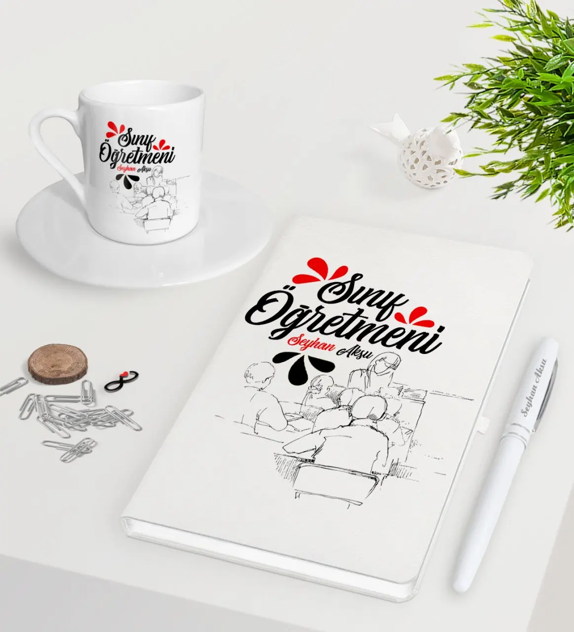 

Персонализированная классная белая ручка для записной книжки чашка для кофе по-турецки Seti-10