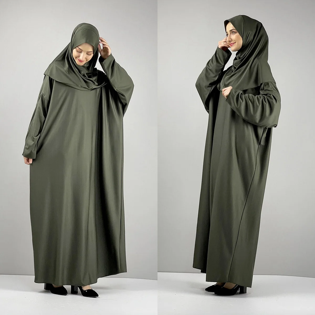 

Hooded Eid Ramadan Muslim Women Hijab Dress Prayer Abaya Long Islamic Clothes Niqab Prayer Wear Garment Jilbab Musulman Khimar