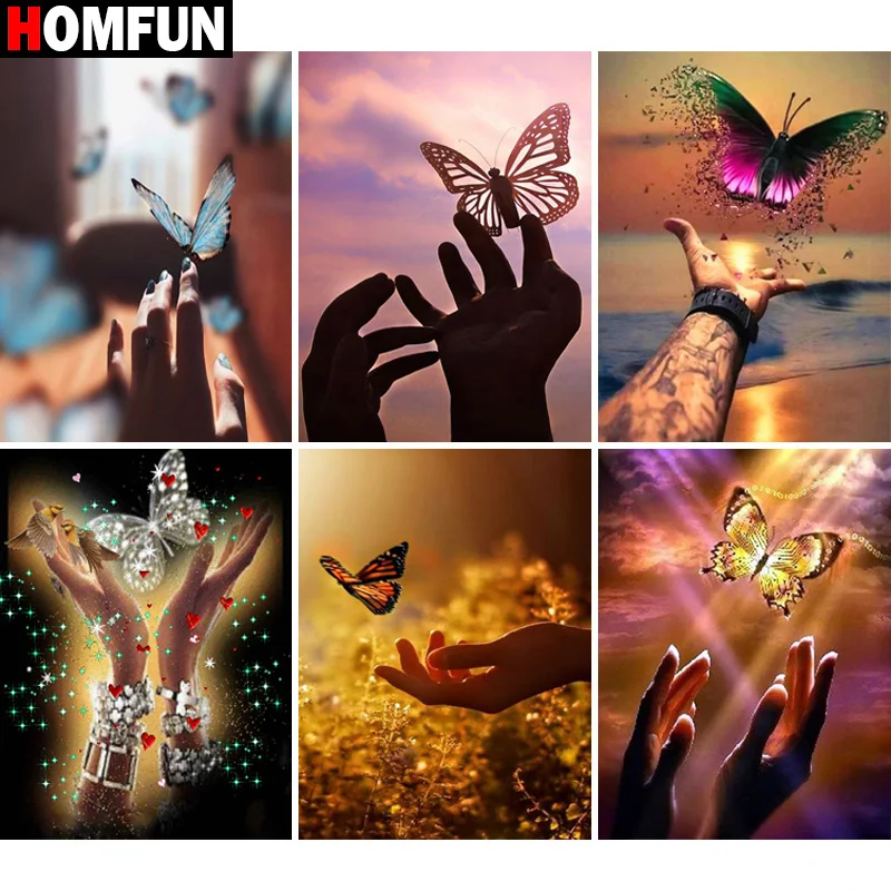 

Алмазная живопись HOMFUN «бабочка, Птица», ручная вышивка, полное квадратное/Круглое украшение для стен, инкрустированная каучуком, ручная раб...