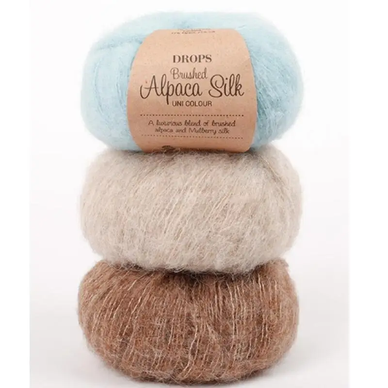 Пряжа для вязания (3 мотка по 25 гр.) Drops Brushed Alpaca Silk (25 гр. 140м.), альпака, шелк. Норвегия.