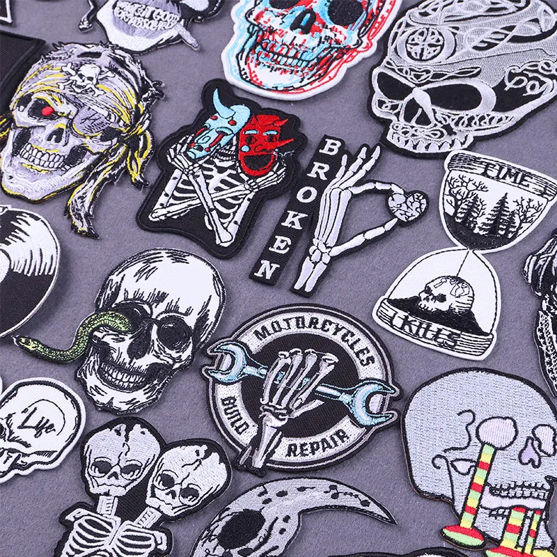 

Hippie Punk Patches For Clothing Iron On Patches Skull Patches On Clothes Patches For Clothing Embroidered Sewing Accessories