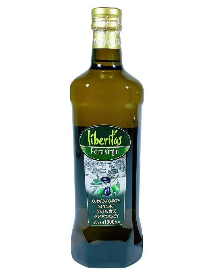 Масло оливковое Liberitas Extra Virgin нерафинированное 1 л стеклянная бутылка продукты