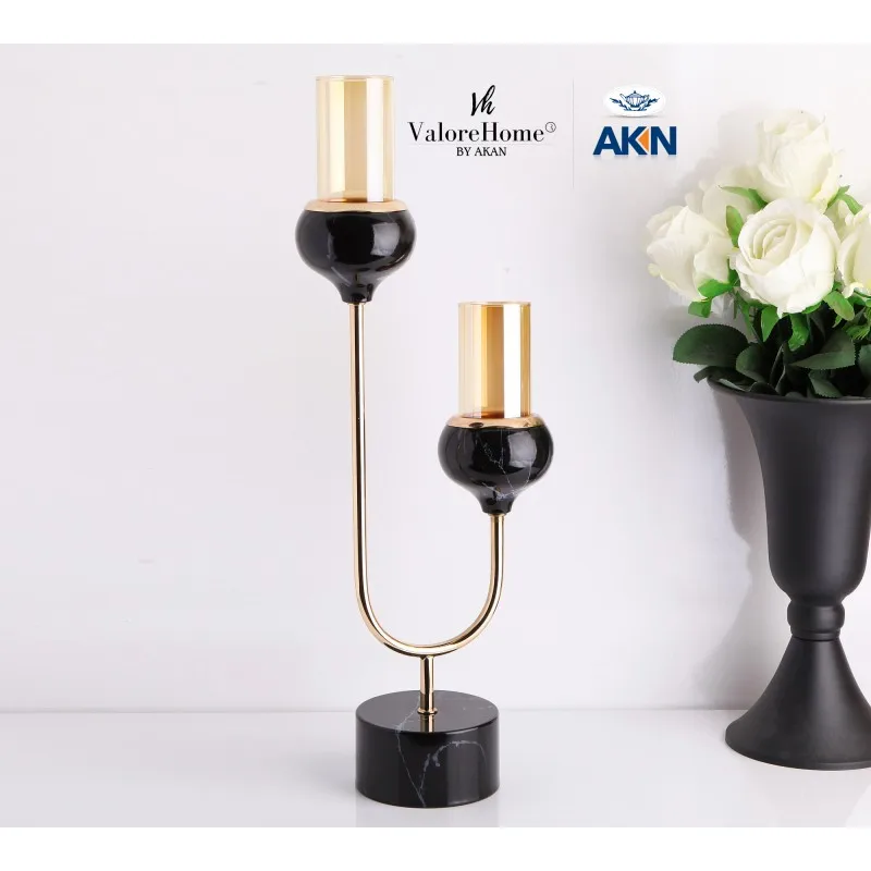 

Candlestick, Noel Christmas, Candelabrum, Two-Armed Candelabra, Candle, Candle Holder, Stylish and Luxurious with Marble Look