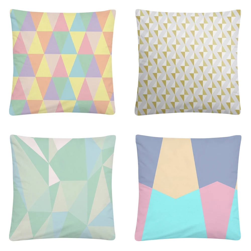 Geometric Minimalist Stitching Pattern Soft Short Plush Cushion Cover Pillow Case for Home Sofa Car Decor Pillowcase 45X45cm | Дом и сад