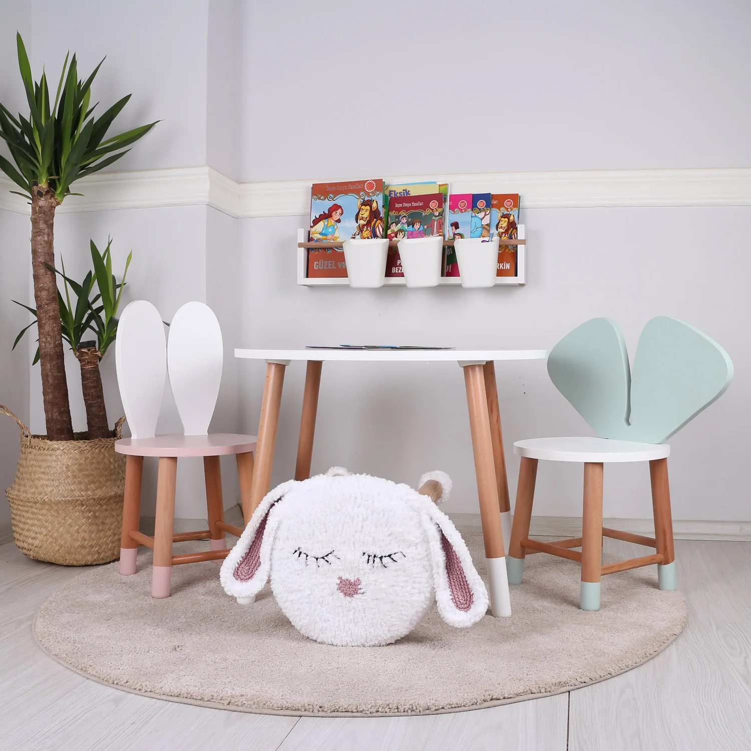 

Children activity wooden table chair set-personalized-high quality-european product-2 chair and 1 big size table