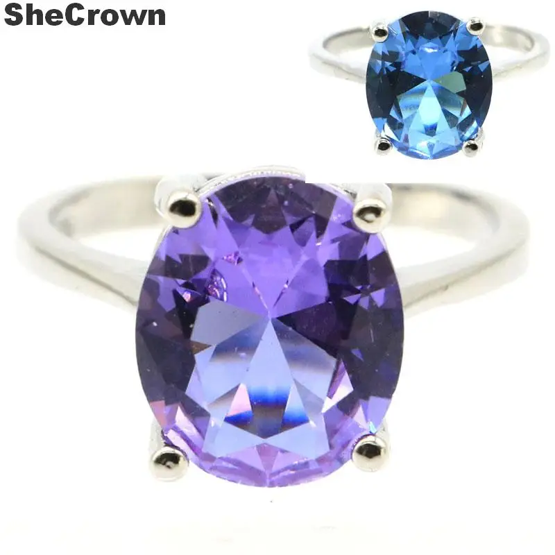 Серебряные кольца SheCrown 12x10 мм с топазом меняющим цвет | Украшения и аксессуары