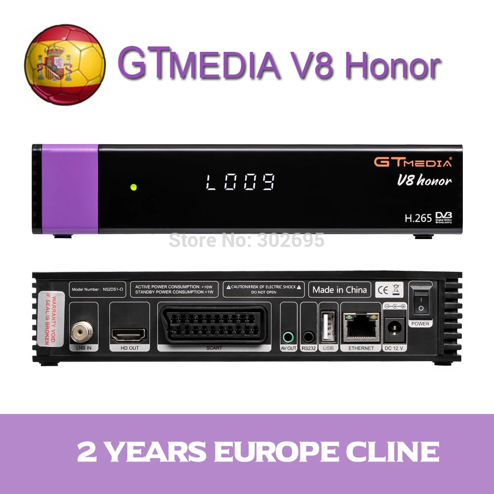 DVB-S2 Freesat V8 супер рецептор gtmedia V8 nova декодер DVB-S2 freesat Европа Cline на 1 год Испания H.265 V8 Honor приемник