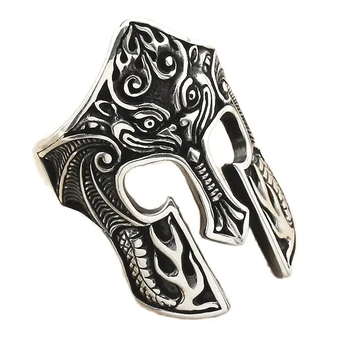 

Стерлингового серебра Для мужчин большого пальца кольцо окисленный Боуман Спартанский кольцо «шлем» ручной работы кольцо воина для Для му...