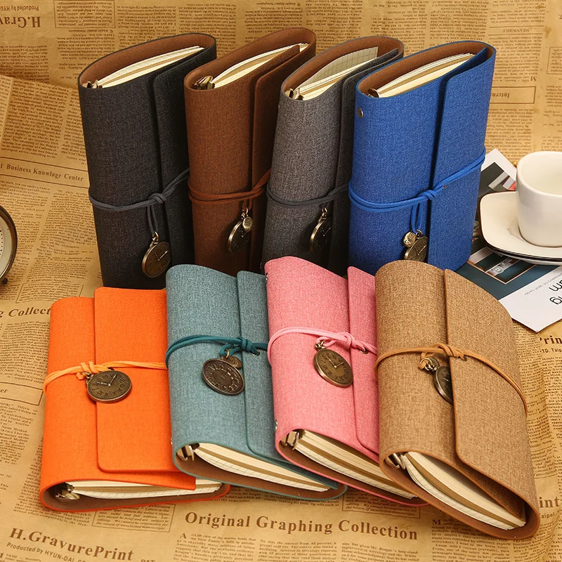 

Loose-Leaf Notebook Binder A6 Retro Bandage Agenda HandBook Portable Journal Books PU Leather Student Diary Planner Notepads