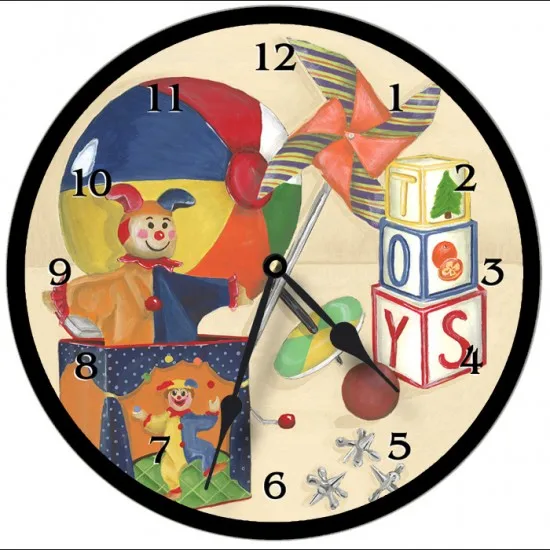 

Clown Offset Printed Wooden Kids Room Wall Clock 35 cm Without Glass