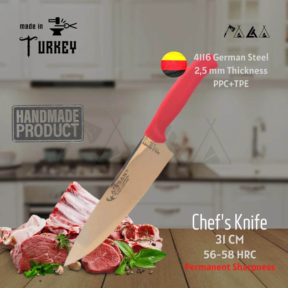 ATASAN Gold Series Curved Chef Knife 03 Kitchen Knives Handmade High Quality Professional Stainless Steel Boning Butcher Steak