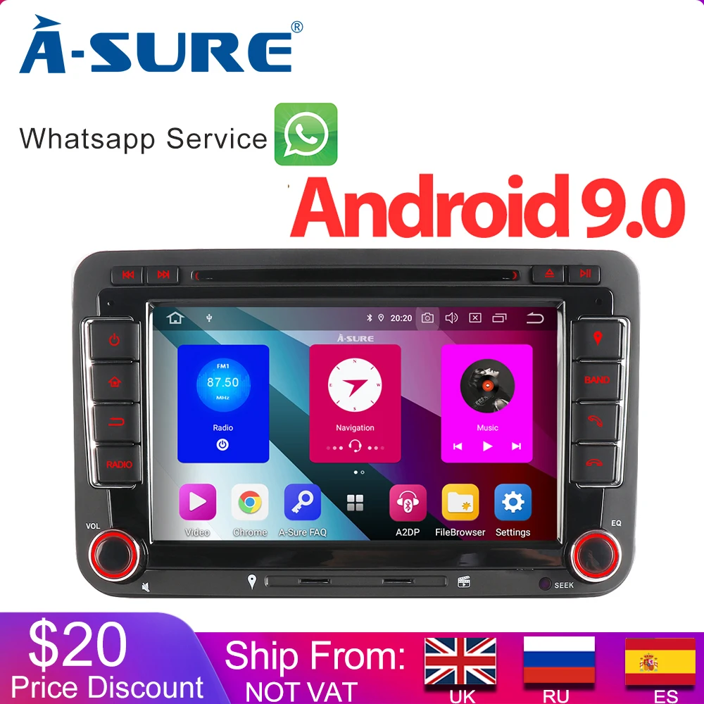 A sure 8 ядерный 4 Android 9 0 автомобильный Радио gps dvd плеер для Volkswagen VW PASSAT B6 Polo Sharan TIGUAN GOLF
