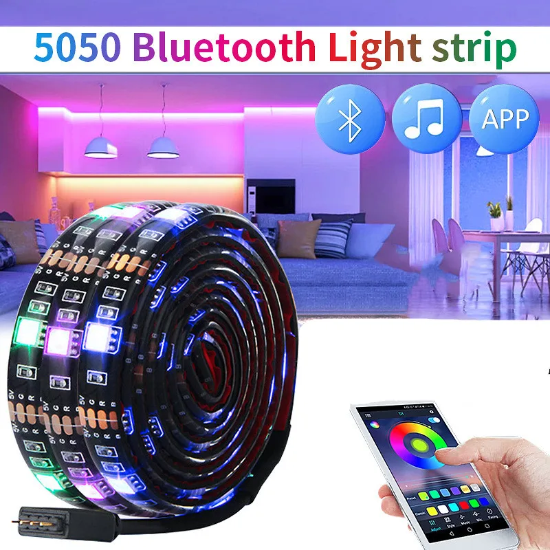Светодиодная лента Bluetooth ТВ фон RGB 5050 USB DC5V 1M2M3M4M5M Гибкая лампа Диодная сказочная