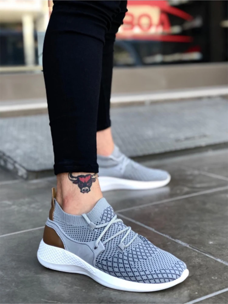 Мужская Спортивная обувь BA0001 Fly Rahat Yüksek Taban Gri Erkek Spor новые модели повседневной