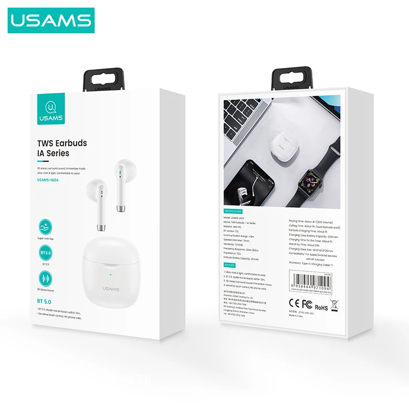 TWS-наушники USAMS с микрофоном и поддержкой Bluetooth 5 0 |