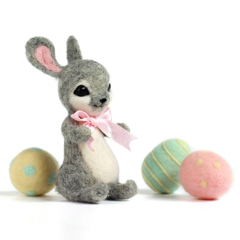 

Needle Felting Kits for Beginner Mini Easter Rabbit, Felting Mat, Felting Needles, Finger Guards, Instruction, DIY Felting Craft