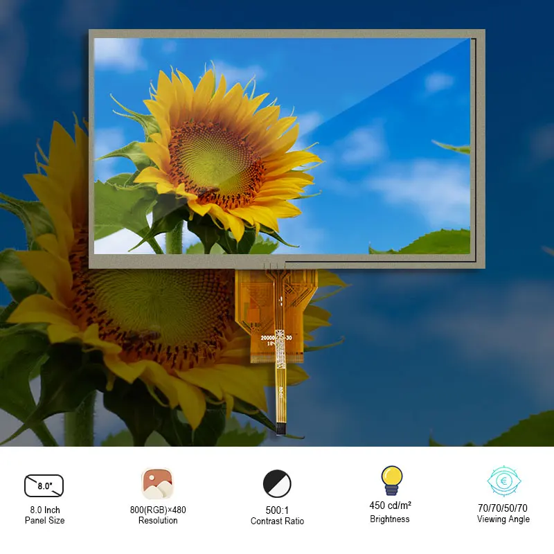

Original Innolux AT080TN64 Parallel RGB 50 Pins FPC For Automotive Display 450 Nits 8 Inch Resolution 800×480