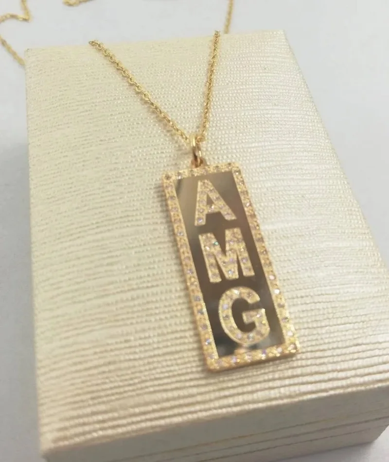 Custom Diamond 3 ciondoli iniziali lettere placcate in oro A-Z-monogramma di diamanti-gioielli personalizzati con collana di lettere iniziali A-Z