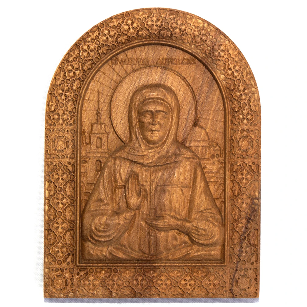 Православная деревянная резная икона Матрона Московская. Orthodox wooden carved icon Matrona|Христианские таблички| |