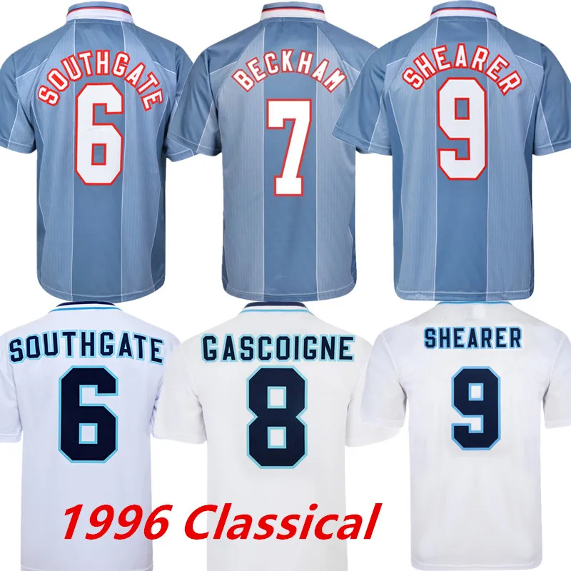 

No.7 Beckham No.6 Southgate Football Jersey 1996 Classical Top Quality Shirt For Men No.9 SHEARER