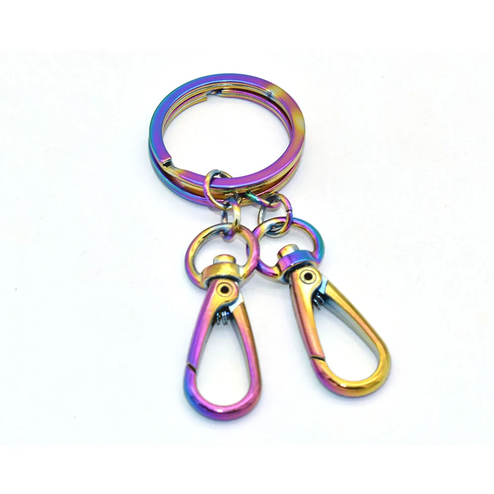 

Rainbow Swivel Clasps Lanyard Snap Hooks with Key Rings Snap Hook Lobster Clasp for Bag Keychain Jewelry Crafts 6pcs