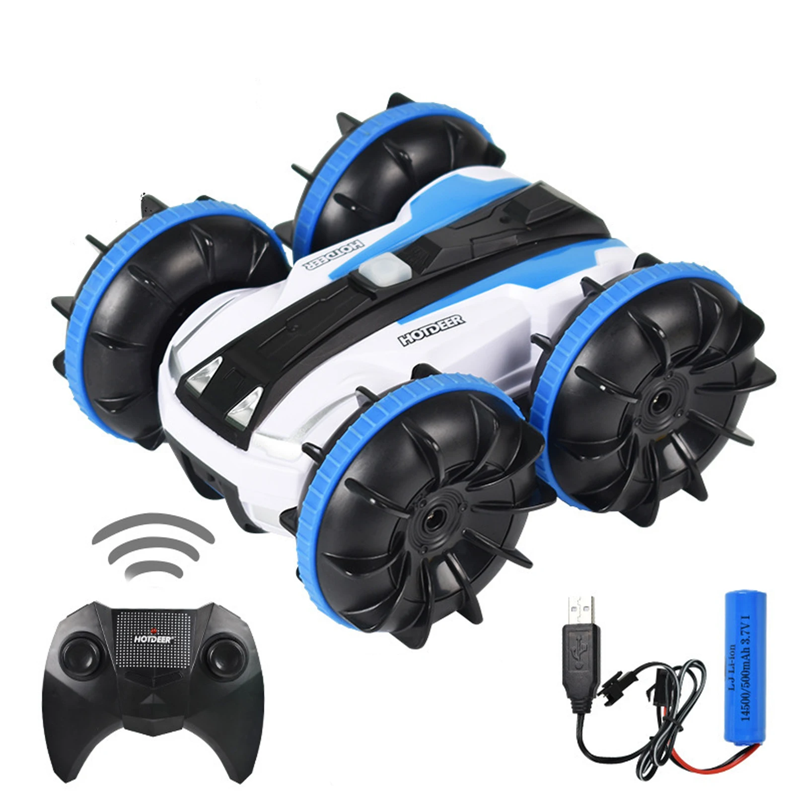 

360 Rotate 1:20 Scale 2.4Ghz RC Stunt Car 2 Sides Waterproof Water and Land Amphibious Electric Remote Control Stunt Car Toys
