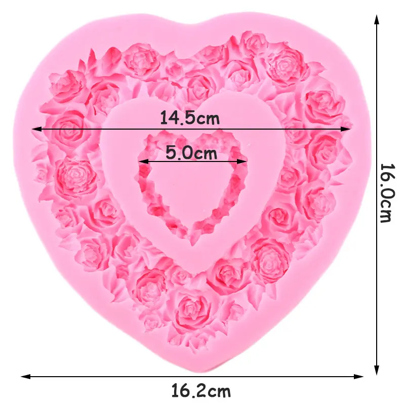 Big Heart Shaped Rose Wreath Silicone Mold DIY Wedding Fondant Molds Cake Decorating Tools Candy Chocolate Gumpaste Resin Moulds |