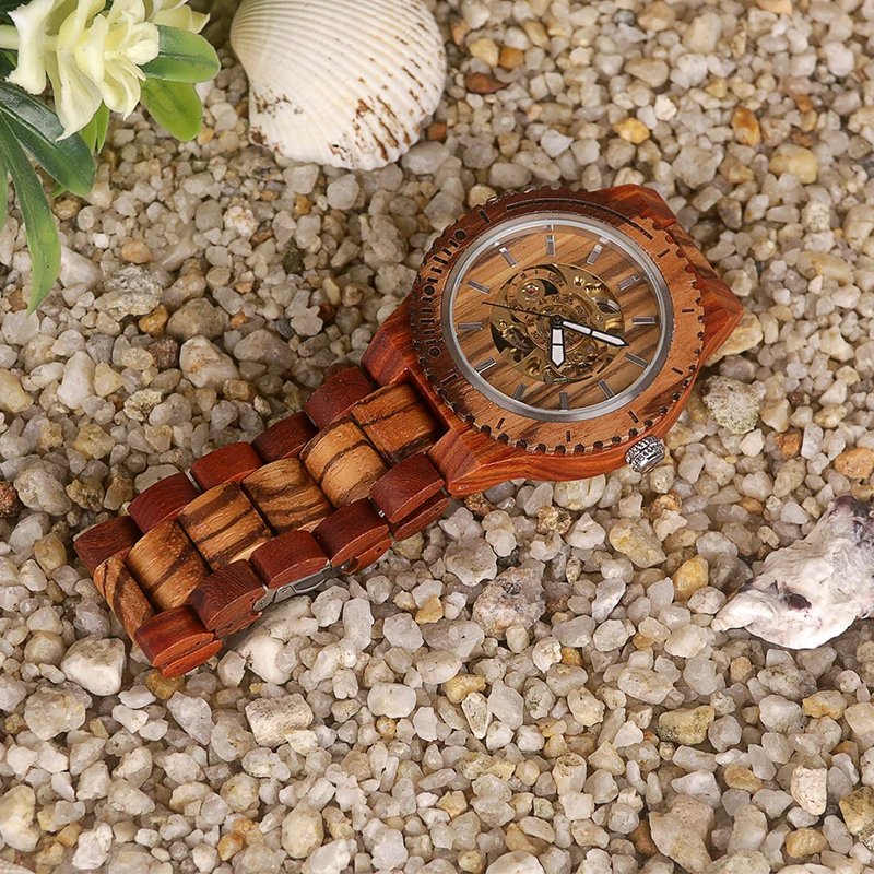 Стильные винтажные военные часы в деревянном корпусе механические