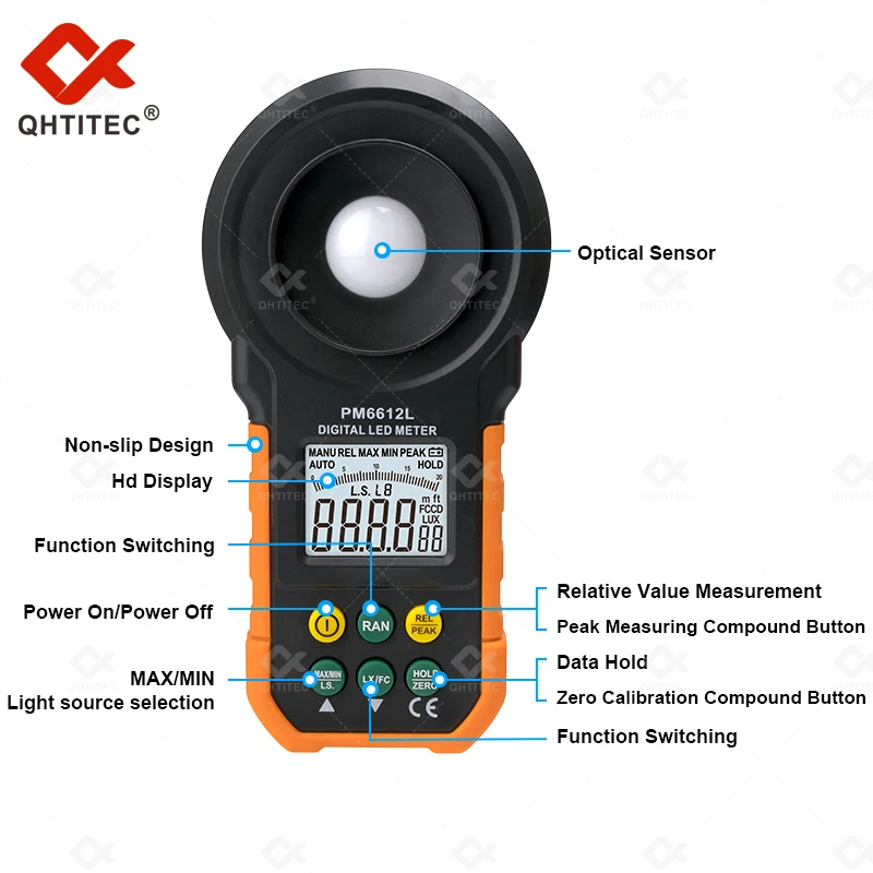 Цифровой аналоговый осветительный прибор QHTITEC PM6612L с ЖК-дисплеем измеритель