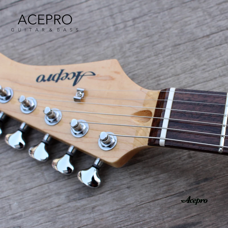 В наличии Acepro электрогитара высокого качества 6 string прозрачный синий Пламя клен ra
