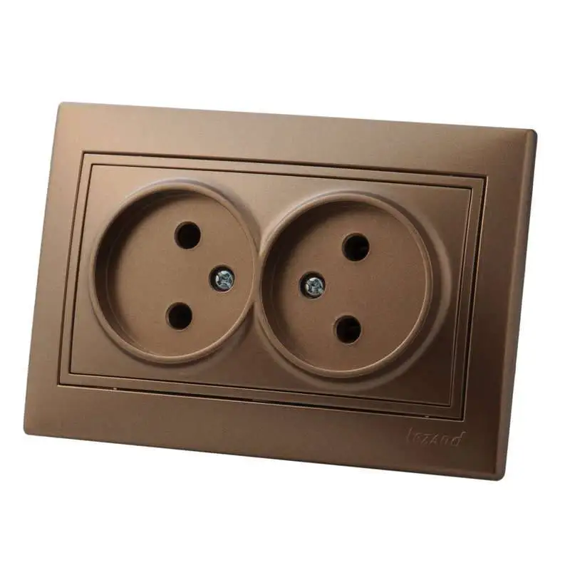Розетка 2-м СП Мира 16А IP20 без заземл. керам. свет. корич. перламутр LEZARD 701-3131-128 |