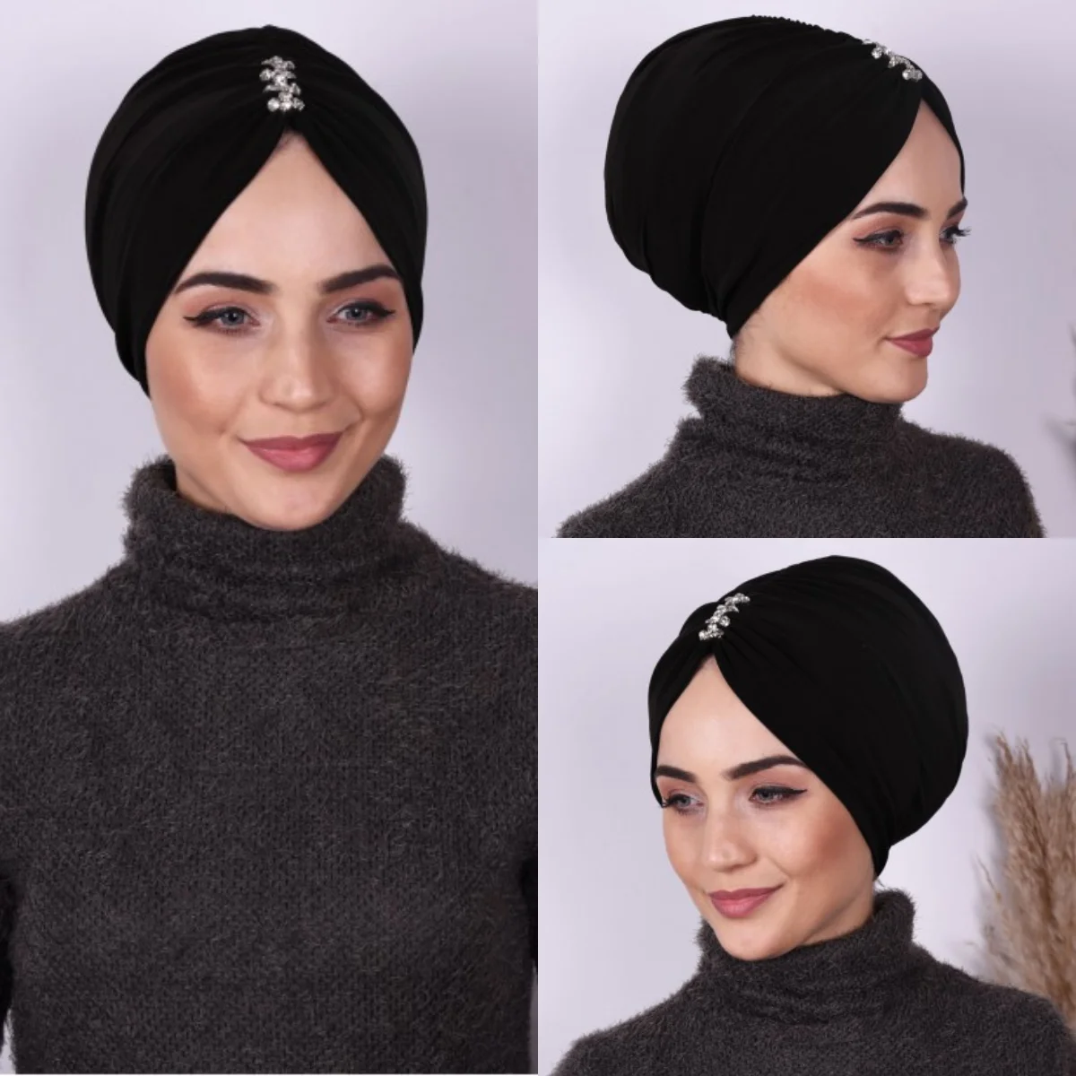 Muslim Scarf For Women Solid Color with Stones Turban Hijab Femme Musulman Scarves High Quality Arab Wraps Headscarf Hijabs