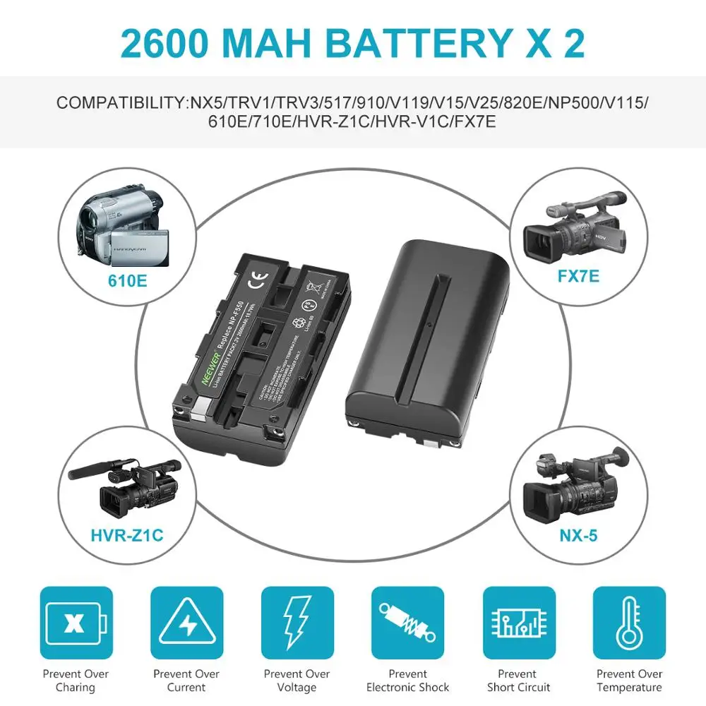 Зарядное устройство с аккумуляторами 2600 мА ч 2 литийионных аккумулятора Sony NPF550