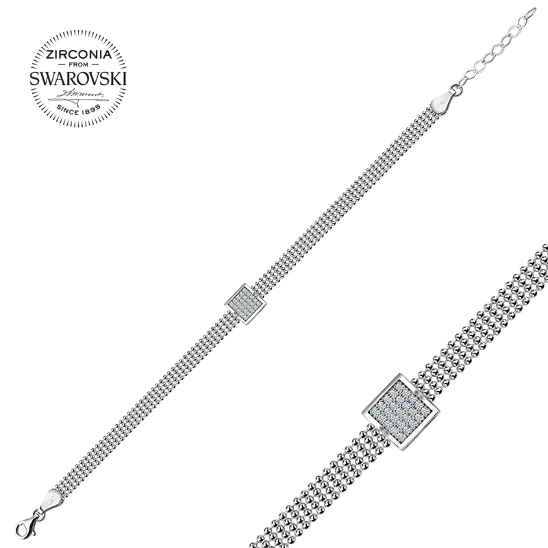

Silver 925 Sterling Swarovski Zirconia Cubic Zirconia Square Bracelet