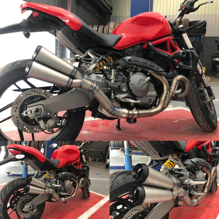 

Motorcycle System Exhaust Slip on Titanium Alloy Muffler Escape Tip Connect Link Tube for Ducati Monster821 1200 2019 2020