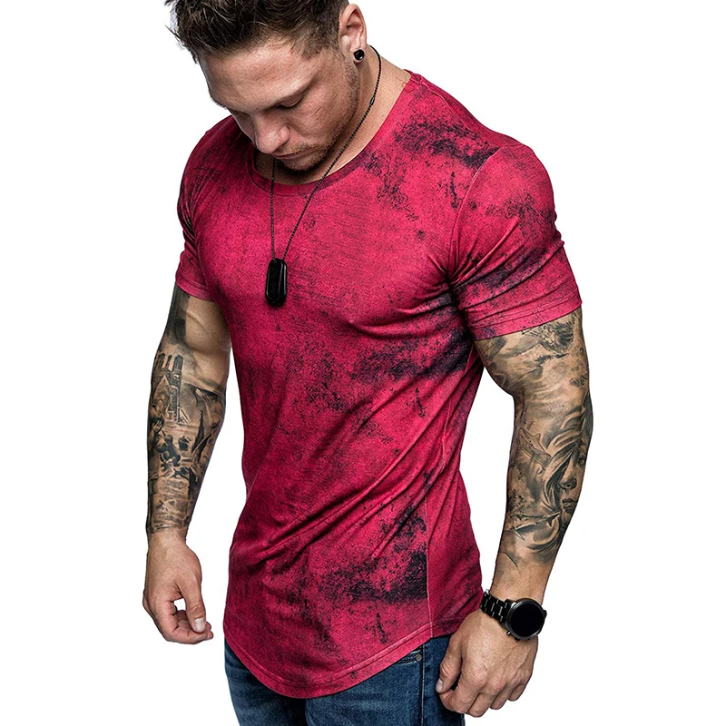 Футболка мужская с круглым вырезом модная Облегающая рубашка в стиле хип хоп