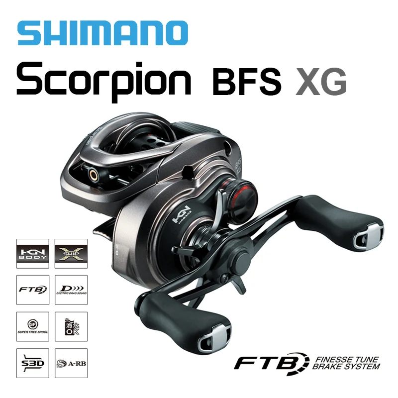 

Рыболовная катушка SHIMANO SCORPION BFS, Рыболовная катушка для заброса приманки, передаточное число 6,3: 1, максимальное усилие фрикциона 3,5 кг, 7BB + 1RB, ...