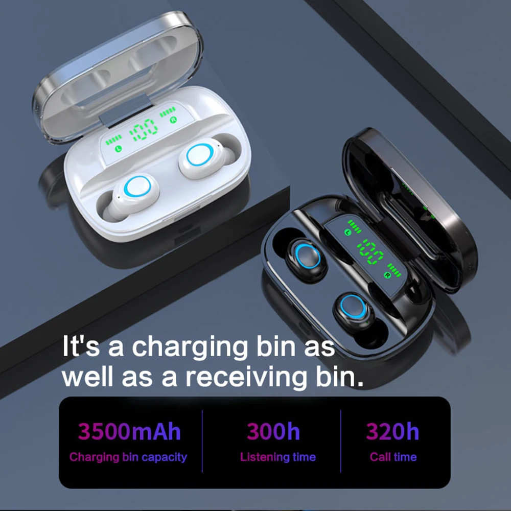 S11 TWS 3500 мАч Внешний аккумулятор наушники светодиодный Bluetooth 5,0 наушники беспроводные HIFI стерео наушники игровая гарнитура с микрофоном