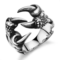 new domineering vintage silver color dragon claw rings for men women punk gothic design finger ring party jewelry gift wholesale