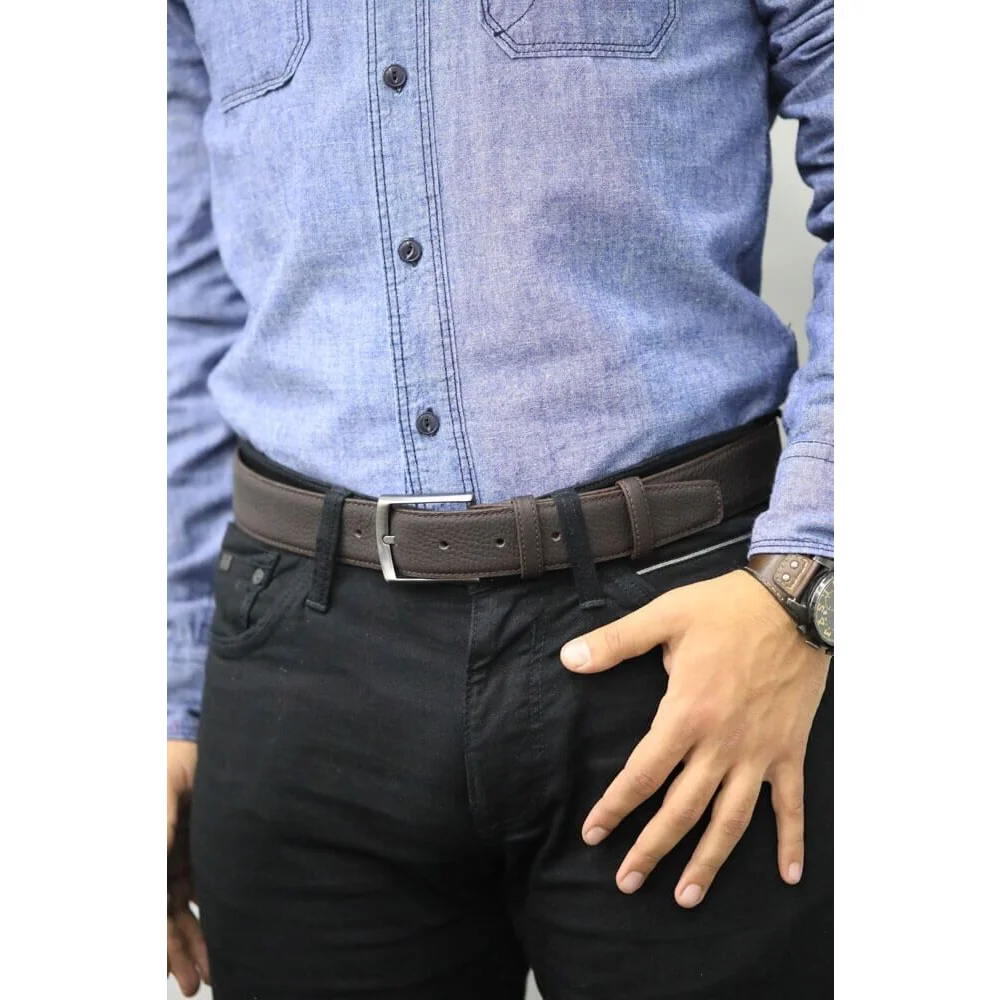 

Guard Male Belt 4 Cm-Brown Mat Cattle Genuine Leather Classic Man Strap 2022 Denim Fabric Accessories Solid Steel Buckle