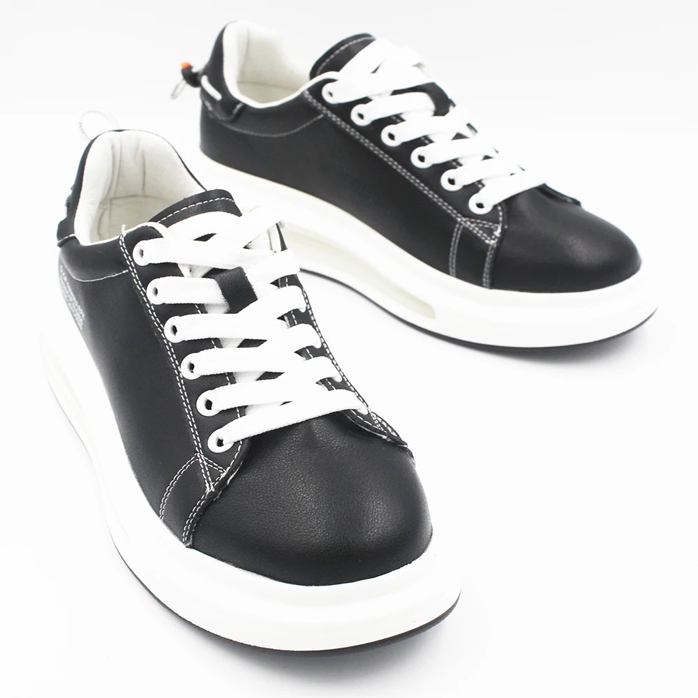 

Black Genuine Leather Air Zoom Sole Women's Casual Sneakers 20 K390SYAH