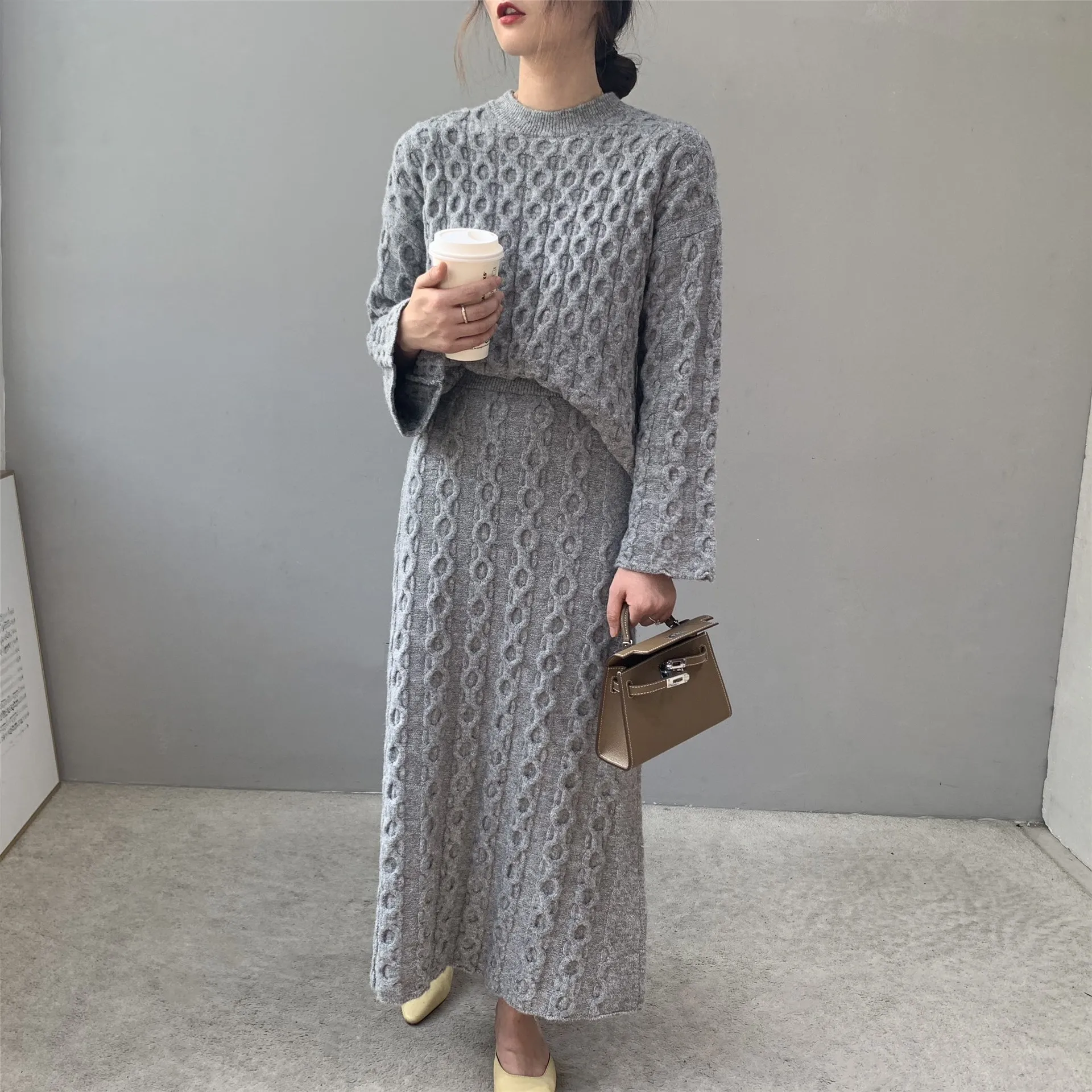 Женский Повседневный комплект Свободный пуловер с длинным рукавом и круглым